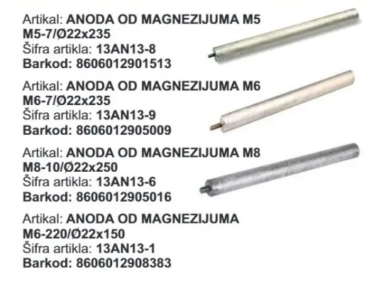ANODA MAGNEZIJUM M6-7 22X235